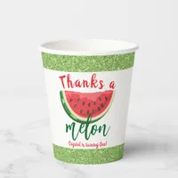 One in a Melon Glitter Watermelon First Birthday Paper Cups