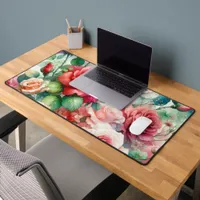 Whimsical Rose Pattern Desk Mat