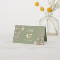 Modern Simple botanical elegant sage green gold  Place Card