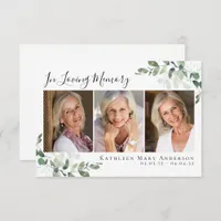 Eucalyptus In Loving Memory Photo Sympathy Thank You Card