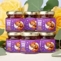 Cute Fox Cub Asleep in Starry Sky Baby Shower Honey Jar Favors