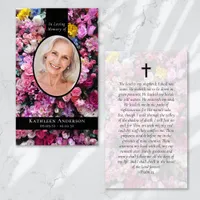 Oval Photo Floral Memorial Prayer Card