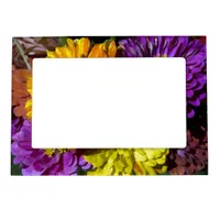 Colorful Zinnia Flowers Magnetic Photo Frame