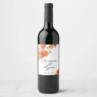 Summer Golden Poppy Wedding Wine Label