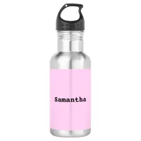 Light Pink Minimalist Simple Personalized Name Stainless Steel Water Bottle