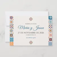 Talavera Colorful Floral Fiesta Spanish Wedding Save The Date