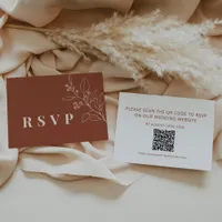 Floral Terracotta Wedding RSVP Card wtih QR Code