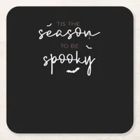 Tis The Season To Be Spooky Halloween Retro Classi Square Paper Coaster