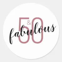 50 and Fabulous 50th Birthday Card Classic Round Sticker