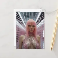 Sexy Woman with Pink Hair Postcard