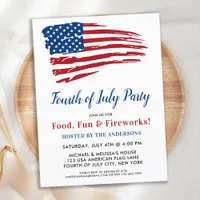 4th Of July Party Patriotic American Flag Invitation Postcard
