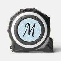 Elegant Monogram Pretty Dots Pattern Light Blue Tape Measure