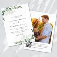 Eucalyptus Photo QR Code Wedding Invitation