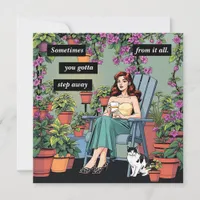 Relaxing with Coffee, Cats and Plants Note Card