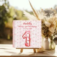 Guest book Berry 1st Birthday strawberries red