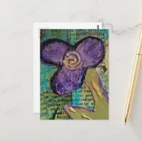 Pretty Purple Mixed Media Flower Postcard