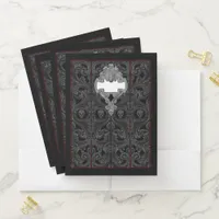 Goth Gray Ornament with Skull Pocket Folder