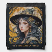 Halloween Theme - Tattooed Witch Drawstring Bag