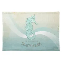Beach House Seahorse Aqua Blue ID623 Cloth Placemat