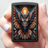 Vivid Owl with Celestial Charm Zippo Lighter