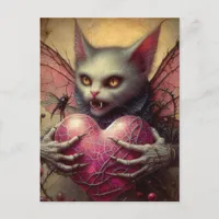 Cat Vampire Fairy Pink Heart Brambles Postcard