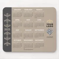 2025 Calendar Business Logo QR Code Latte Baroque Mouse Pad