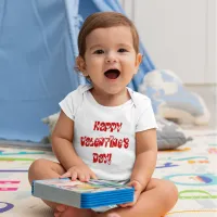 Happy Valentine's Day with Hearts Baby Bodysuit