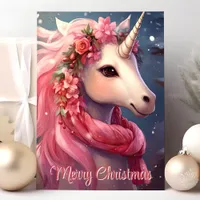 Merry Christmas Magical Unicorn Holiday Card