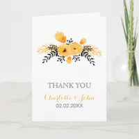 yellow gray watercolor floral wedding Thank You