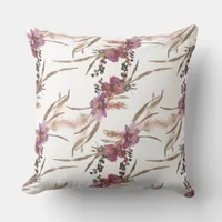 Purple Watercolor Flowers Throw Pillow