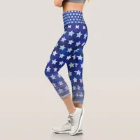 Watercolor Stars Pattern  Capri Leggings