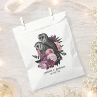 Mauve Floral Glam Gothic Owls Wedding Favor Bag