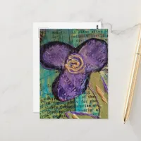 Cute Purple Mixed Media Flower Postcard