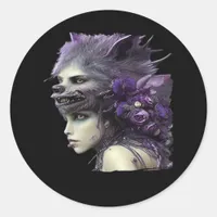 Whimsigoth Funny Design For Halloween Classic Round Sticker