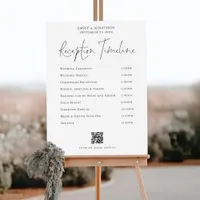 Modern Black and White Reception Timeline QR Code Foam Board