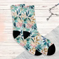 Leaf Pattern Pretty Colorful Leaves Patterned Socks