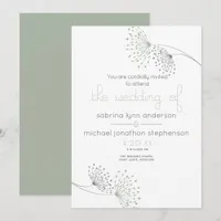 Minimal Chic Sage Green and Charcoal  Flowers Invitation