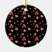 Colorful Watercolor Hearts Ornament