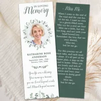 Memorial Prayer Funeral Elegant Photo Eucalyptus Bookmarks