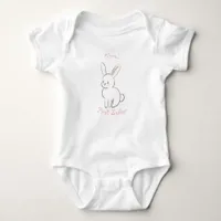 Baby's first Easter with cute sitting bunny pink Baby Bodysuit