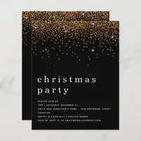 Budget Gold Glitter Christmas Party Black Invite