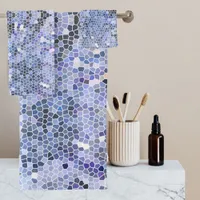 Elegant ice blue mosaic, modern  bath towel set