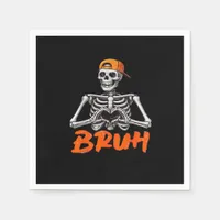 Bruh Skeleton Hand Heart Halloween Costumes Men Cl Napkins