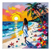 Woman on Beach Tropical Scene Acrylic Print