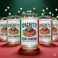 Funny Spaghetti Eating Champion Family Reunion Can Glass