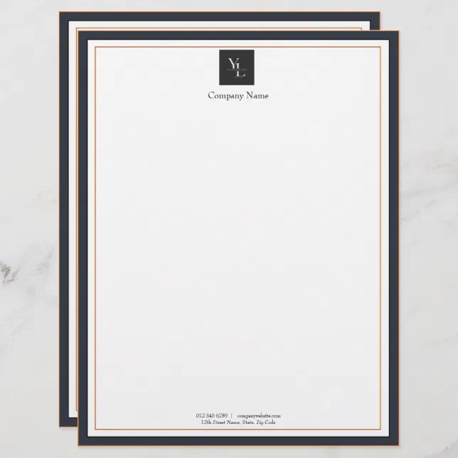 Modern Black White Gold with Logo Business Letterhead