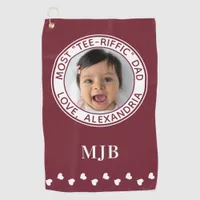 Most Tee-Riffic DAD Cute Custom Photo Golfer Red  Golf Towel