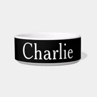 Custom Personalized Name Photo Art Black Pet Bowl