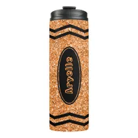 Custom Kids Name Orange Glitter Crayon Tumbler