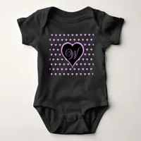 Fun and Flirty Pink Hearts Personalized  Baby Bodysuit